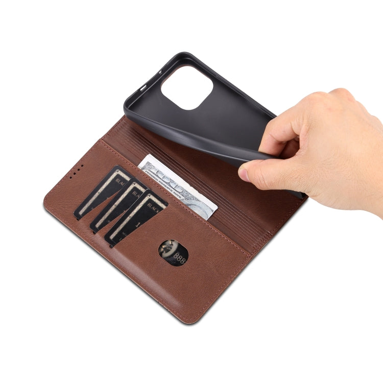 For Huawei Enjoy 50z AZNS Magnetic Calf Texture Flip Leather Phone Case(Dark Brown) by AZNS