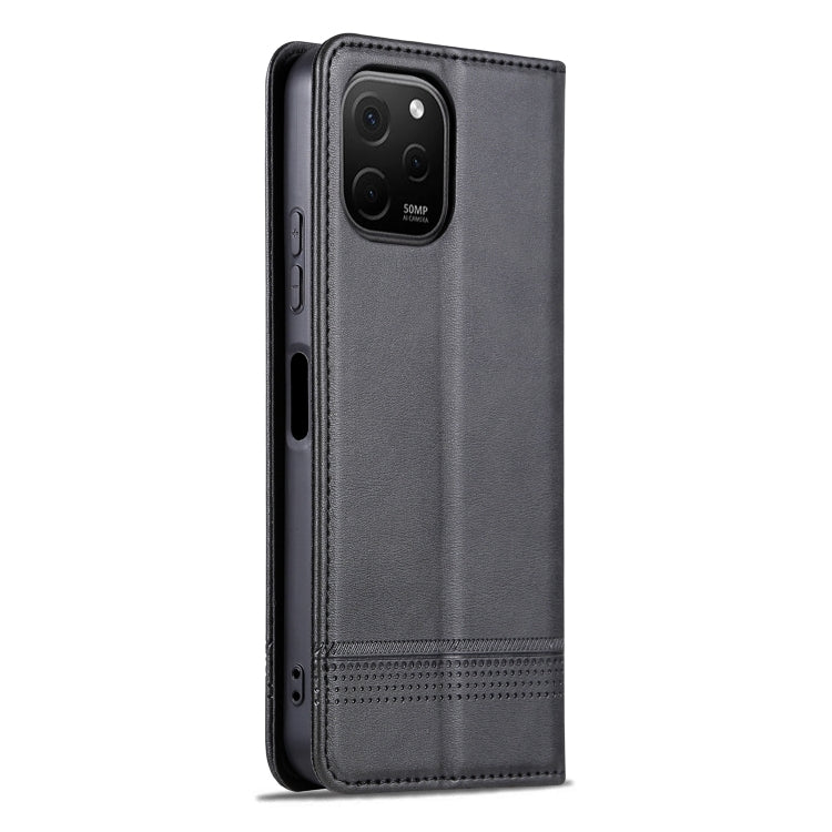 For Huawei nova Y61 AZNS Magnetic Calf Texture Flip Leather Phone Case(Black) by AZNS