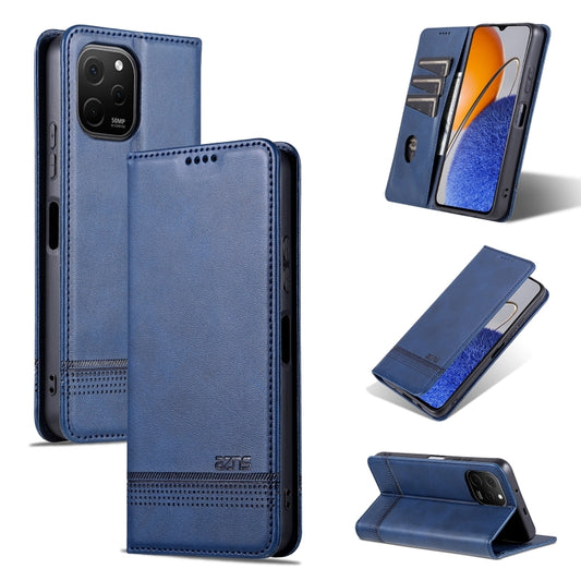 For Huawei nova Y61 AZNS Magnetic Calf Texture Flip Leather Phone Case(Dark Blue) by AZNS
