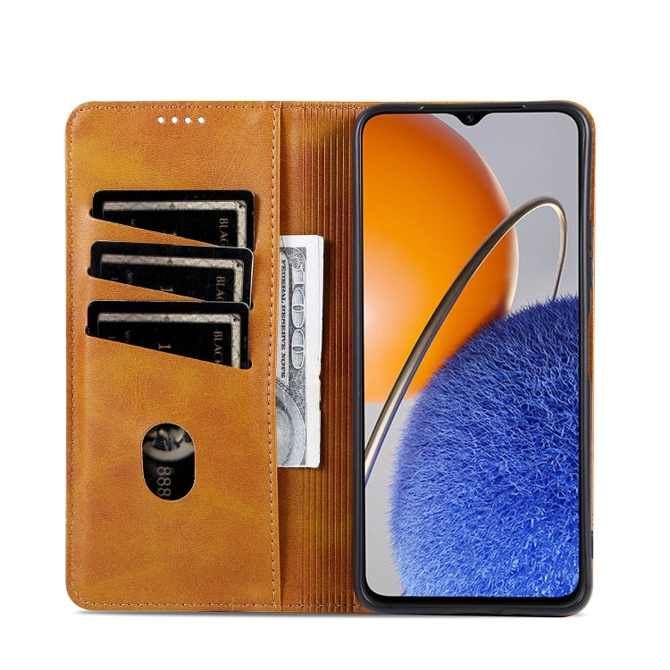 For Huawei nova Y61 AZNS Magnetic Calf Texture Flip Leather Phone Case(Light Brown) by AZNS