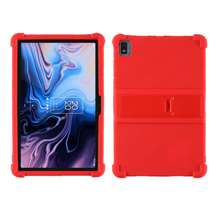 For TCL 10 Tab Max 10.36 inch Silicone Tablet Protective Case with Invisible Bracket(Red) by bashfashion