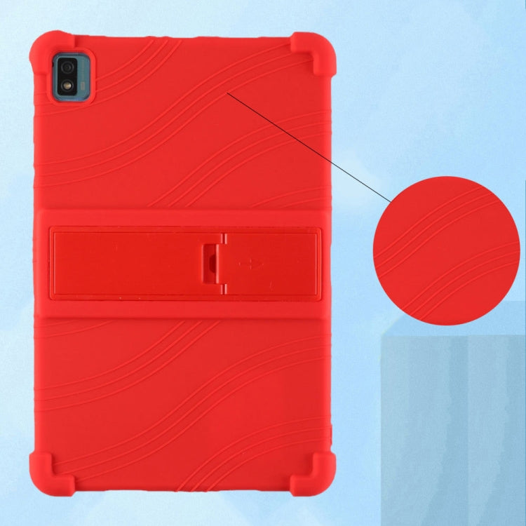 For TCL 10 Tab Max 10.36 inch Silicone Tablet Protective Case with Invisible Bracket(Red) by bashfashion