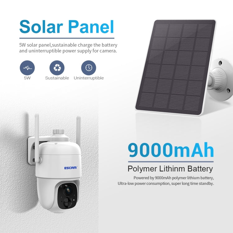 ESCAM G24 3MP WiFi Smart Night Vision Two-way Voice Intercom Solar Camera Support Full HD AI Recognition PIR Alarm by ESCAM