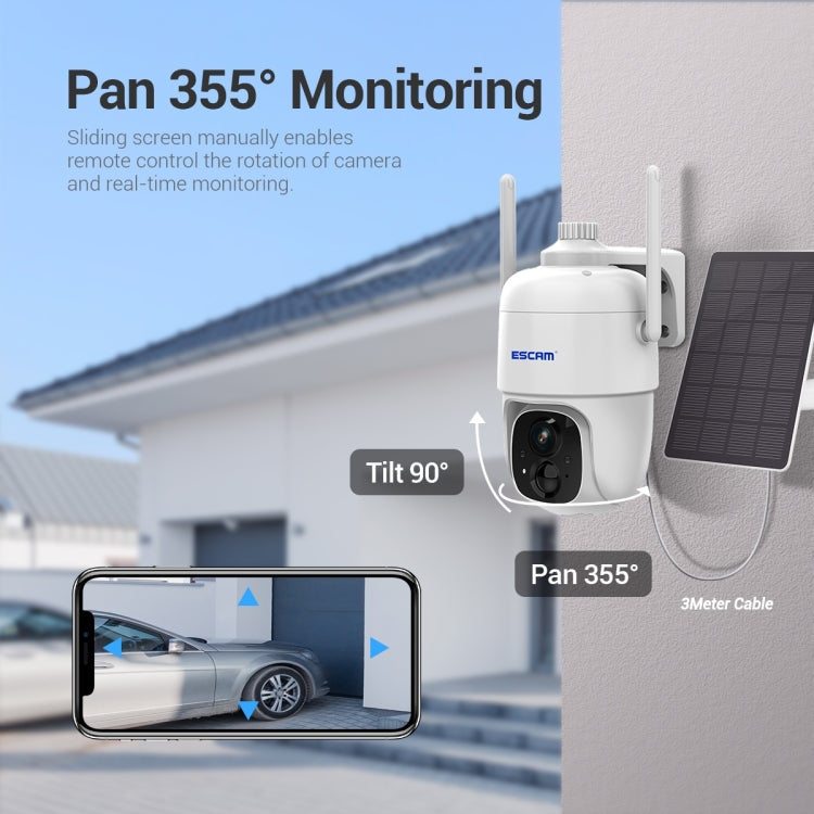 ESCAM G24 3MP WiFi Smart Night Vision Two-way Voice Intercom Solar Camera Support Full HD AI Recognition PIR Alarm by ESCAM