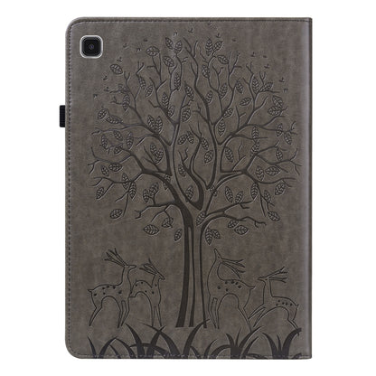 For Samsung Galaxy Tab A7 Lite T220 Tree & Deer Pattern Embossed Leather Tablet Case(Grey) by bashfashion