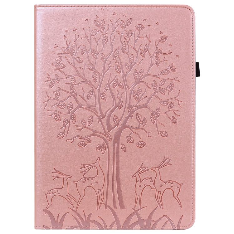 For Samsung Galaxy Tab A7 Lite T220 Tree & Deer Pattern Embossed Leather Tablet Case(Pink) by bashfashion