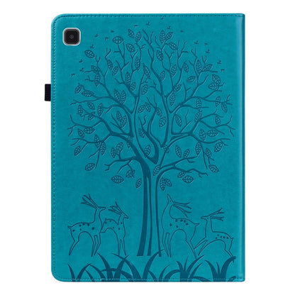 For Samsung Galaxy Tab A7 Lite T220 Tree & Deer Pattern Embossed Leather Tablet Case(Blue) by bashfashion