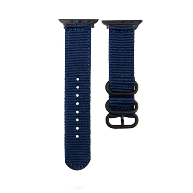 Black Buckle Canvas Watch Band For Apple Watch Ultra 49mm&Watch Ultra 2 49mm / Series 9&8&7 45mm / SE 3&SE 2&6&SE&5&4 44mm / 3&2&1 42mm(Dark Blue) by bashfashion