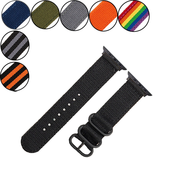 Black Buckle Canvas Watch Band For Apple Watch Ultra 49mm&Watch Ultra 2 49mm / Series 9&8&7 45mm / SE 3&SE 2&6&SE&5&4 44mm / 3&2&1 42mm(Black Grey) by bashfashion