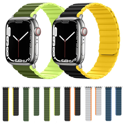 Smart Magnetic Silicone Watch Band For Apple Watch Series 9&8&7 41mm / SE 3&SE 2&6&SE&5&4 40mm / 3&2&1 38mm(Dark Green+Grass Green) by bashfashion