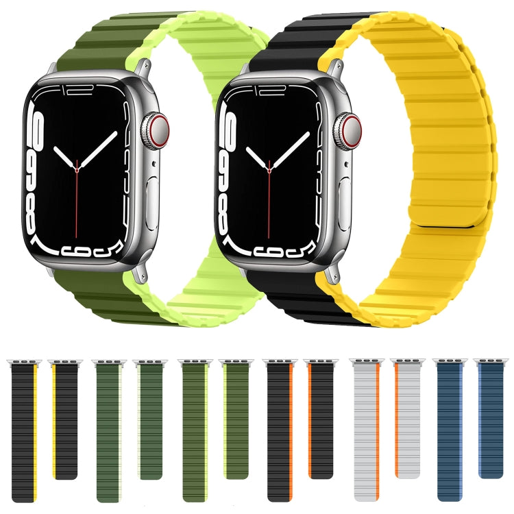 Smart Magnetic Silicone Watch Band For Apple Watch Series 9&8&7 41mm / SE 3&SE 2&6&SE&5&4 40mm / 3&2&1 38mm(Black+Yellow) by bashfashion