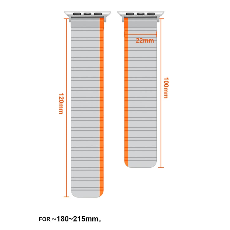 Smart Magnetic Silicone Watch Band For Apple Watch Series 9&8&7 41mm / SE 3&SE 2&6&SE&5&4 40mm / 3&2&1 38mm(Grey+Orange) by bashfashion