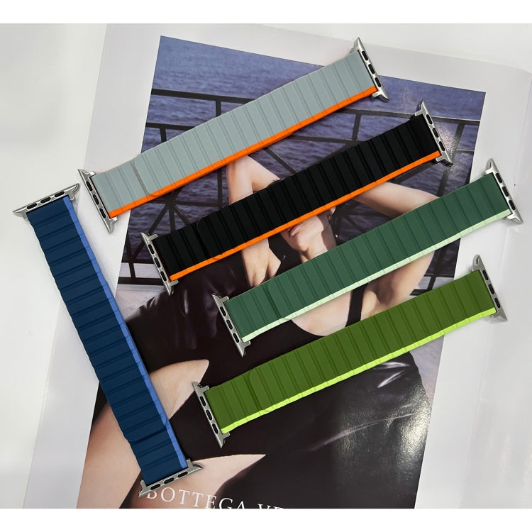 Smart Magnetic Silicone Watch Band For Apple Watch Series 9&8&7 41mm / SE 3&SE 2&6&SE&5&4 40mm / 3&2&1 38mm(Black+Yellow) by bashfashion