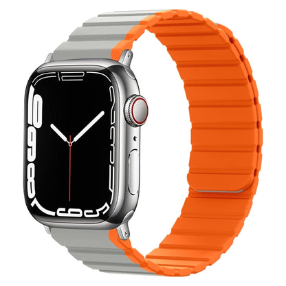 Smart Magnetic Silicone Watch Band For Apple Watch Ultra 49mm&Watch Ultra 2 49mm / Series 9&8&7 45mm / SE 3&SE 2&6&SE&5&4 44mm / 3&2&1 42mm(Grey+Orange) by bashfashion