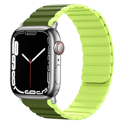 Smart Magnetic Silicone Watch Band For Apple Watch Ultra 49mm&Watch Ultra 2 49mm / Series 9&8&7 45mm / SE 3&SE 2&6&SE&5&4 44mm / 3&2&1 42mm(Dark Green+Grass Green) by bashfashion