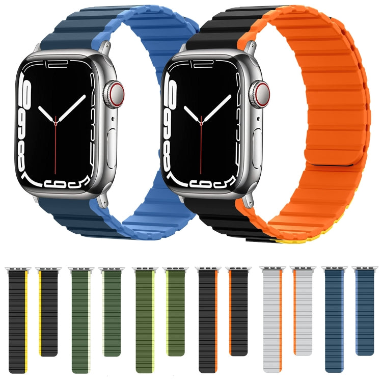 Smart Magnetic Silicone Watch Band For Apple Watch Ultra 49mm&Watch Ultra 2 49mm / Series 9&8&7 45mm / SE 3&SE 2&6&SE&5&4 44mm / 3&2&1 42mm(Black+Orange) by bashfashion