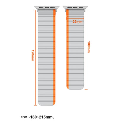 Smart Magnetic Silicone Watch Band For Apple Watch Ultra 49mm&Watch Ultra 2 49mm / Series 9&8&7 45mm / SE 3&SE 2&6&SE&5&4 44mm / 3&2&1 42mm(Grey+Orange) by bashfashion