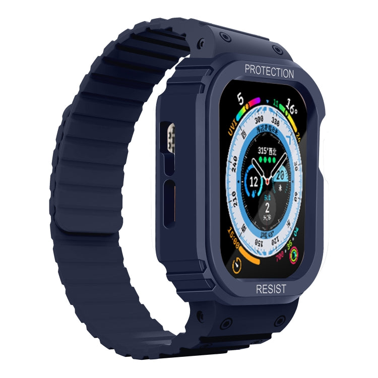 Silicone Integrated Frame Watch Band For Apple Watch Ultra 49mm(Midnight Blue) by bashfashion