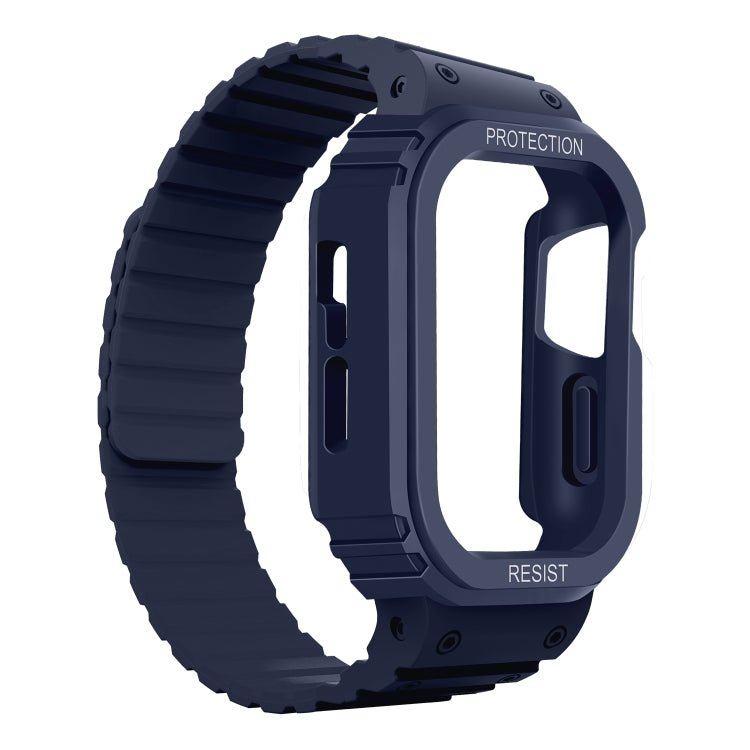 Silicone Integrated Frame Watch Band For Apple Watch Ultra 49mm(Midnight Blue) by bashfashion