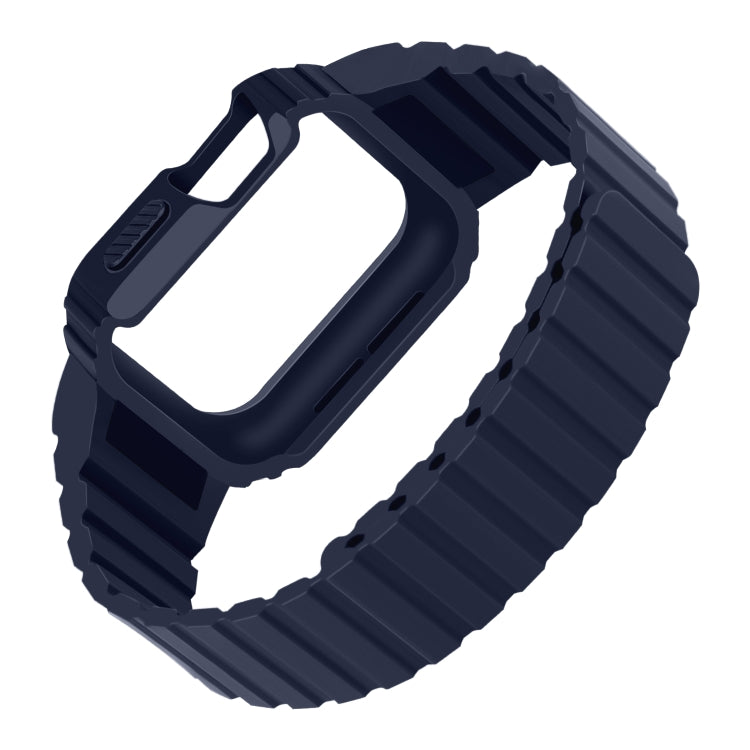 Silicone Integrated Frame Watch Band For Apple Watch Ultra 49mm(Midnight Blue) by bashfashion