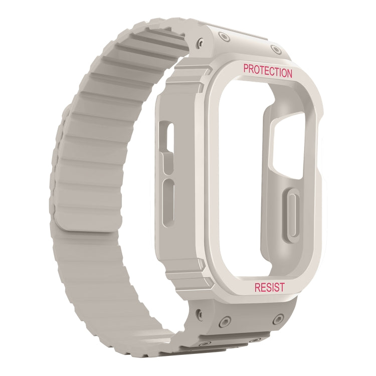 Silicone Integrated Frame Watch Band For Apple Watch Ultra 49mm(Starlight) by bashfashion