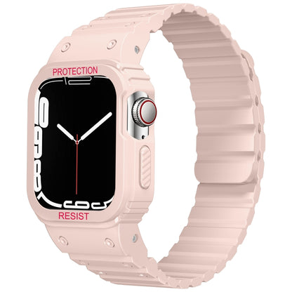 Silicone Integrated Frame Watch Band For Apple Watch Series 8&7 45mm / SE 2&6&SE&5&4 44mm(Pink) by bashfashion