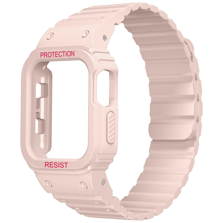 Silicone Integrated Frame Watch Band For Apple Watch Series 8&7 45mm / SE 2&6&SE&5&4 44mm(Pink) by bashfashion