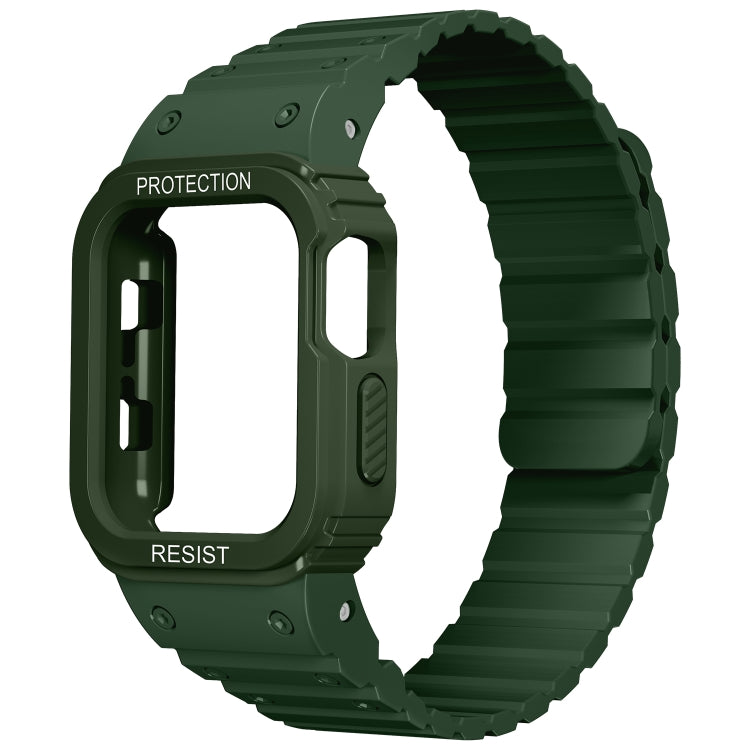 Silicone Integrated Frame Watch Band For Apple Watch Series 8&7 45mm / SE 2&6&SE&5&4 44mm(Green) by bashfashion