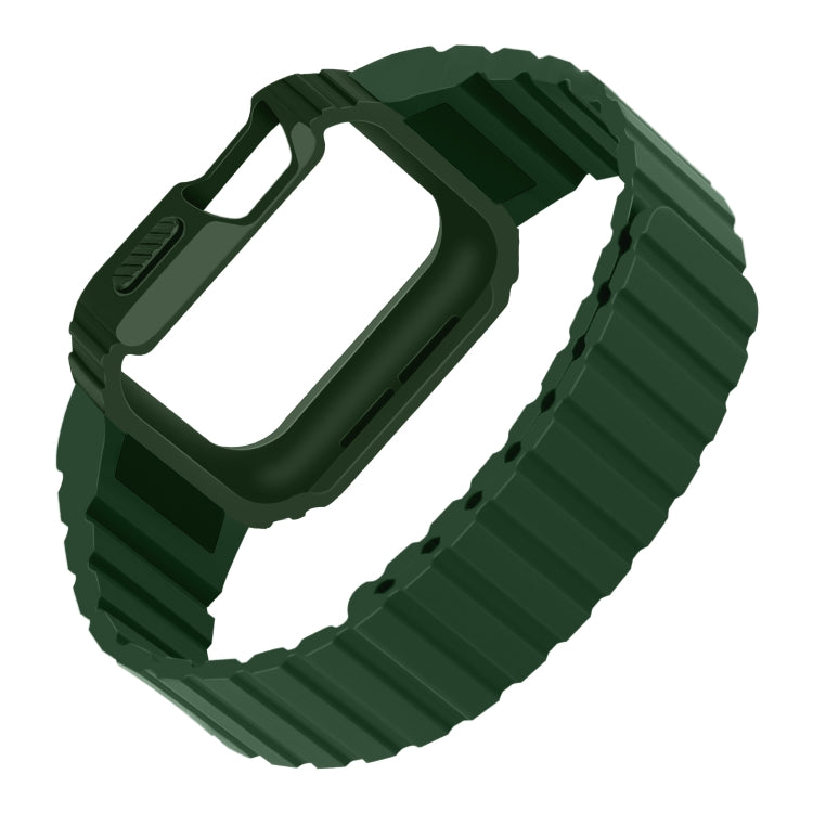 Silicone Integrated Frame Watch Band For Apple Watch Series 8&7 45mm / SE 2&6&SE&5&4 44mm(Green) by bashfashion