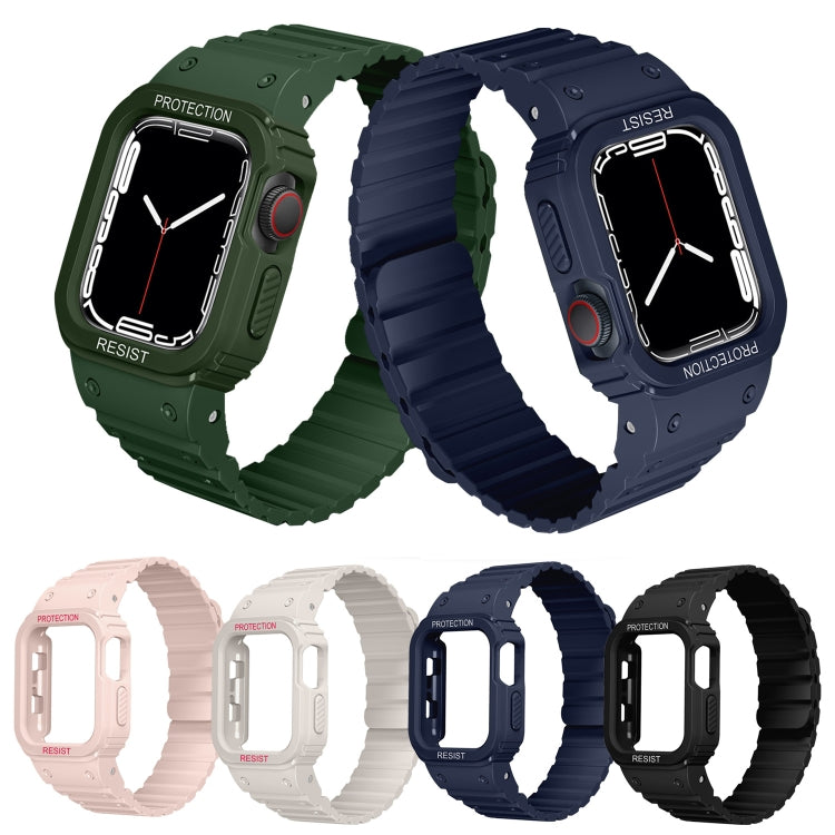Silicone Integrated Frame Watch Band For Apple Watch Series 8&7 45mm / SE 2&6&SE&5&4 44mm(Green) by bashfashion