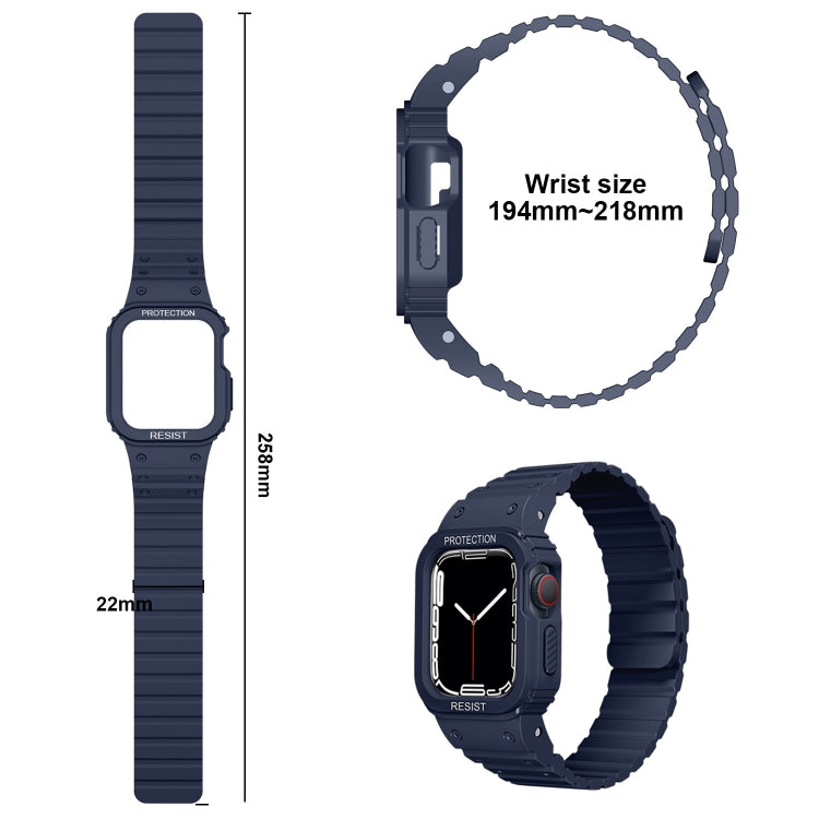 Silicone Integrated Frame Watch Band For Apple Watch Series 8&7 45mm / SE 2&6&SE&5&4 44mm(Green) by bashfashion