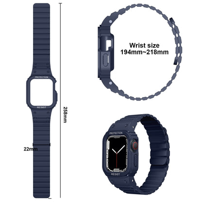 Silicone Integrated Frame Watch Band For Apple Watch Series 8&7 45mm / SE 2&6&SE&5&4 44mm(Green) by bashfashion
