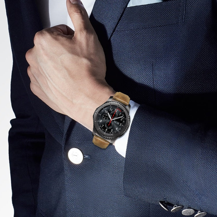 For Samsung Gear S3 Oil Wax Genuine Leather Watch Band(Yellow Brown) by bashfashion