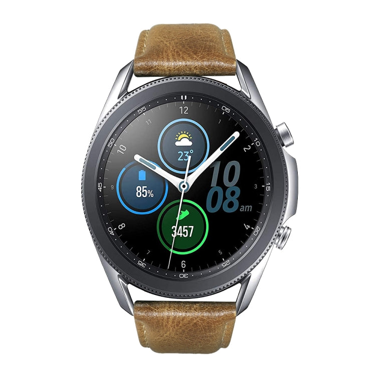 For Samsung Galaxy Watch3 45mm R840 Oil Wax Genuine Leather Watch Band(Yellow Brown) by bashfashion