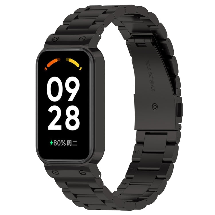 For Redmi Band 2 Three-bead Steel Watch Band(Black) by bashfashion