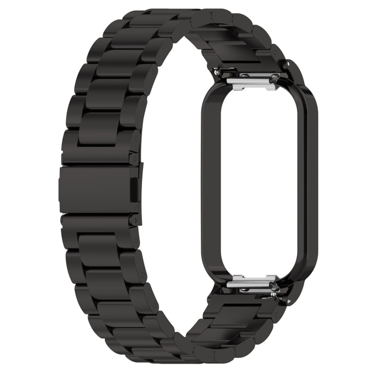 For Redmi Band 2 Three-bead Steel Watch Band(Black) by bashfashion