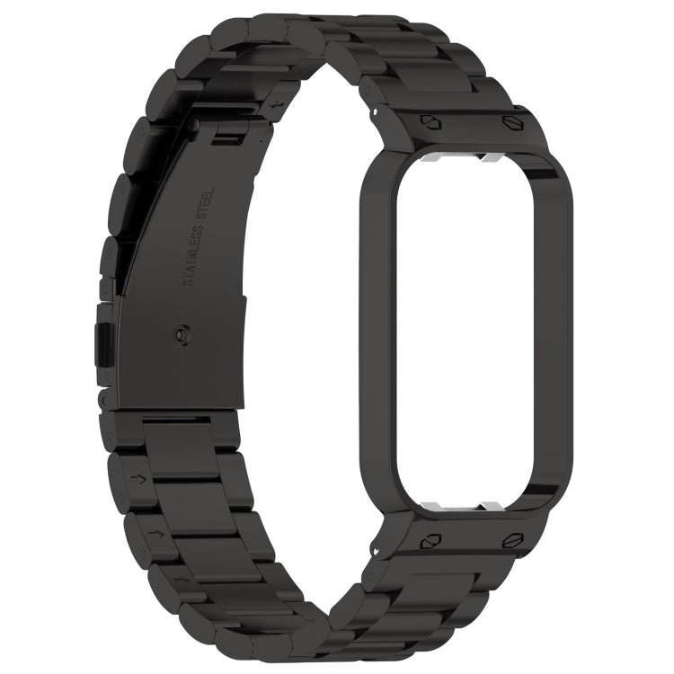 For Redmi Band 2 Three-bead Steel Watch Band(Black) by bashfashion