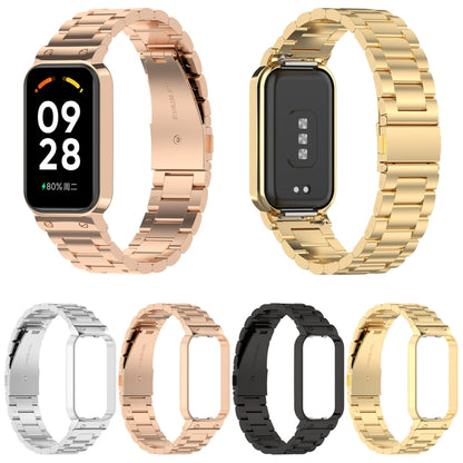 For Redmi Band 2 Three-bead Steel Watch Band(Black) by bashfashion