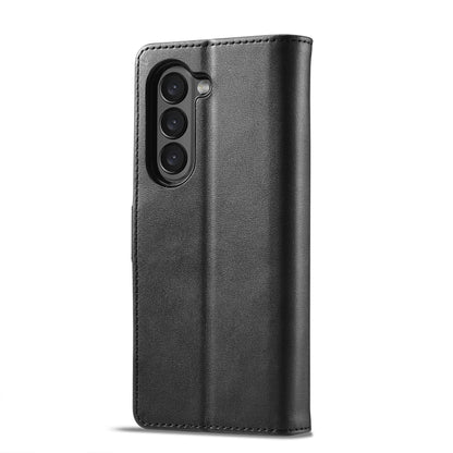 For Samsung Galaxy Z Fold5 5G LC.IMEEKE Calf Texture Leather Phone Case(Black) by LC.IMEEKE