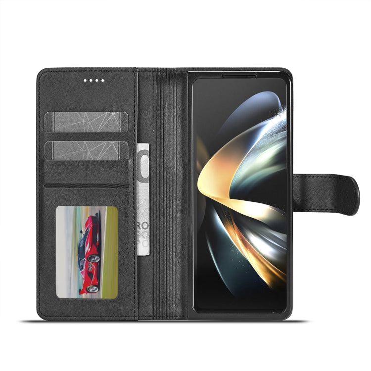 For Samsung Galaxy Z Fold5 5G LC.IMEEKE Calf Texture Leather Phone Case(Black) by LC.IMEEKE