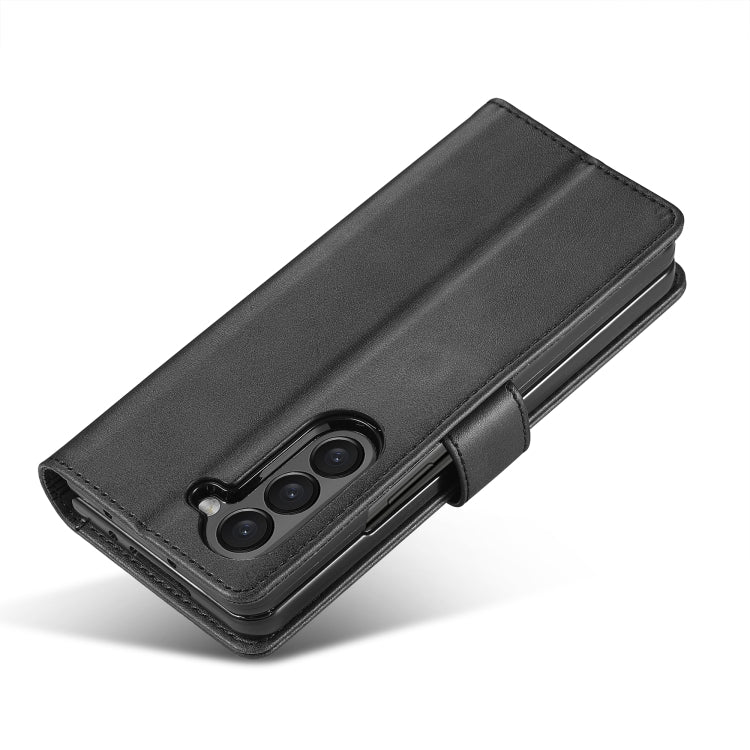 For Samsung Galaxy Z Fold5 5G LC.IMEEKE Calf Texture Leather Phone Case(Black) by LC.IMEEKE
