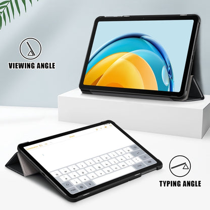 For Huawei Matepad SE 10.4 2022 Custer Pure Color 3-Fold Holder Leather Tablet Case(Black) by bashfashion