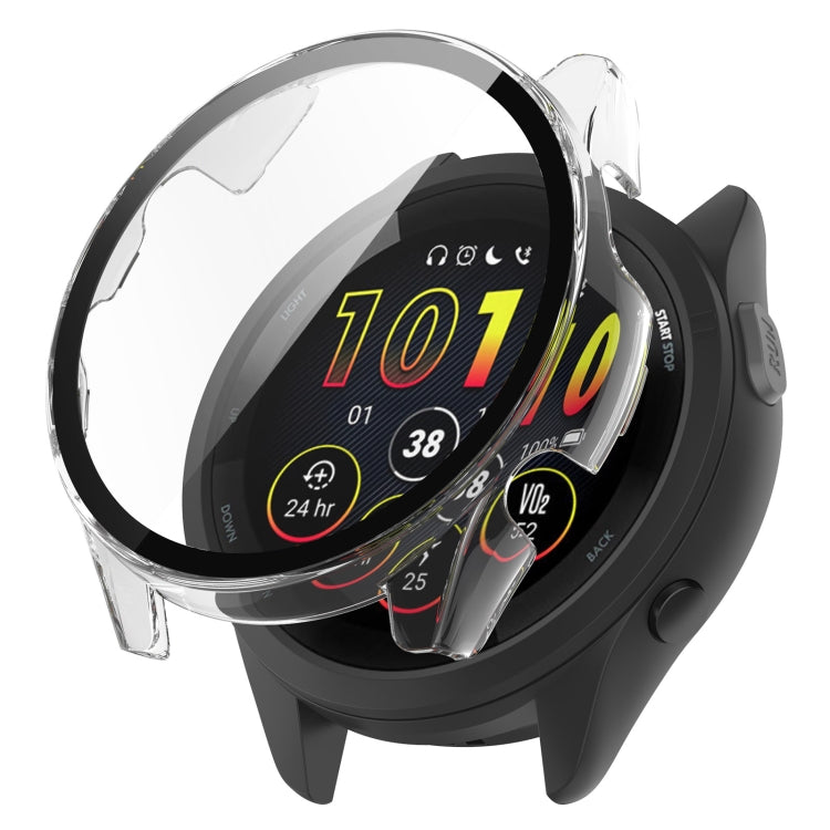 For Garmin Forerunner 265S PC + Tempered Glass Film Integrated Watch Protective Case(Transparent White) by bashfashion