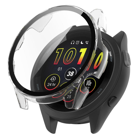 For Garmin Forerunner 265S PC + Tempered Glass Film Integrated Watch Protective Case(Transparent White) by bashfashion