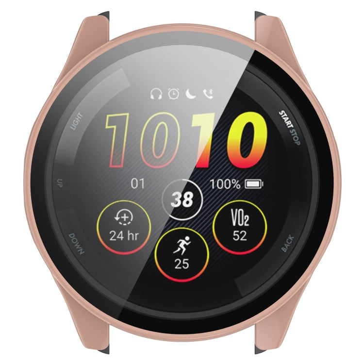 For Garmin Forerunner 265S PC + Tempered Glass Film Integrated Watch Protective Case(Sakura Pink) by bashfashion