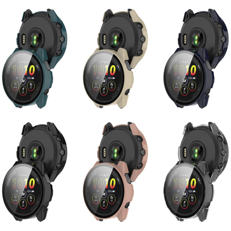 For Garmin Forerunner 265S PC + Tempered Glass Film Integrated Watch Protective Case(Transparent White) by bashfashion