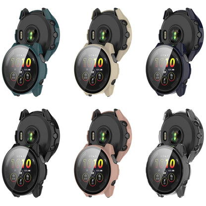 For Garmin Forerunner 265S PC + Tempered Glass Film Integrated Watch Protective Case(Transparent White) by bashfashion