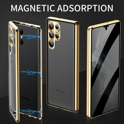 For Samsung Galaxy S23+ 5G Privacy Full Cover Magnetic Metal Tempered Glass Phone Case(Black) by bashfashion