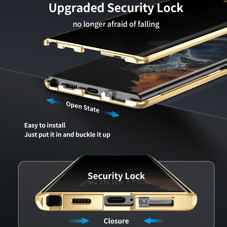 For Samsung Galaxy S23+ 5G Privacy Full Cover Magnetic Metal Tempered Glass Phone Case(Silver) by bashfashion