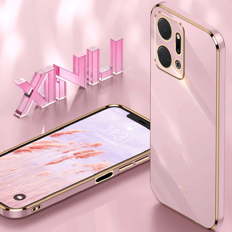 For Honor X7a 2023 XINLI Straight Edge 6D Electroplate TPU Phone Case(Pink) by XINLI